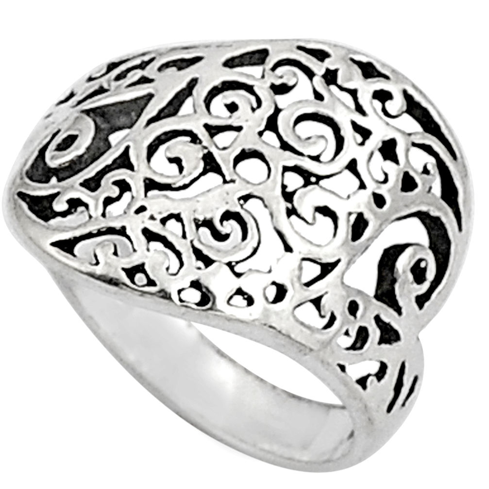 3.83gms indonesian bali style solid 925 sterling silver ring size 7.5 c5236