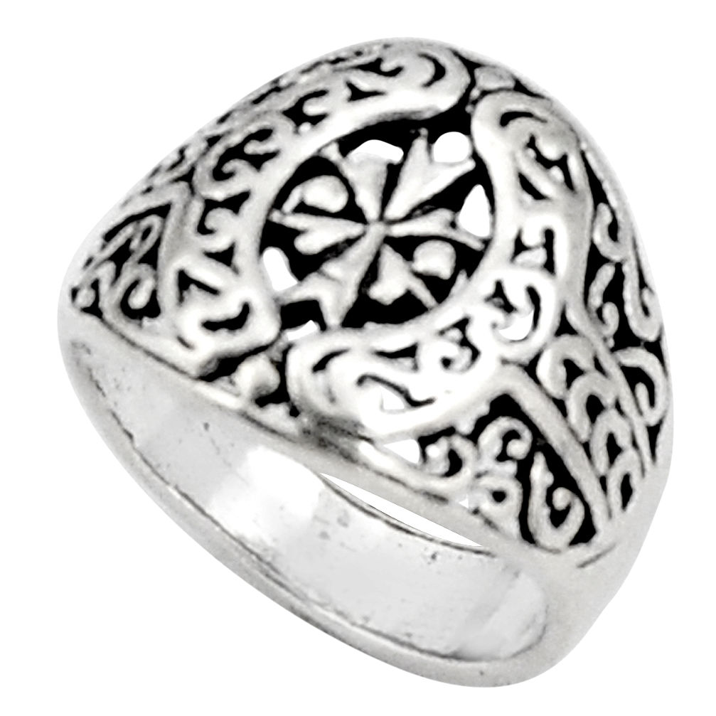 5.26gms indonesian bali style solid 925 sterling silver ring size 6.5 c5238