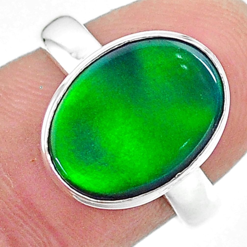 3.98cts (lab) northern lights aurora opal 925 silver handmade ring size 7 t23402