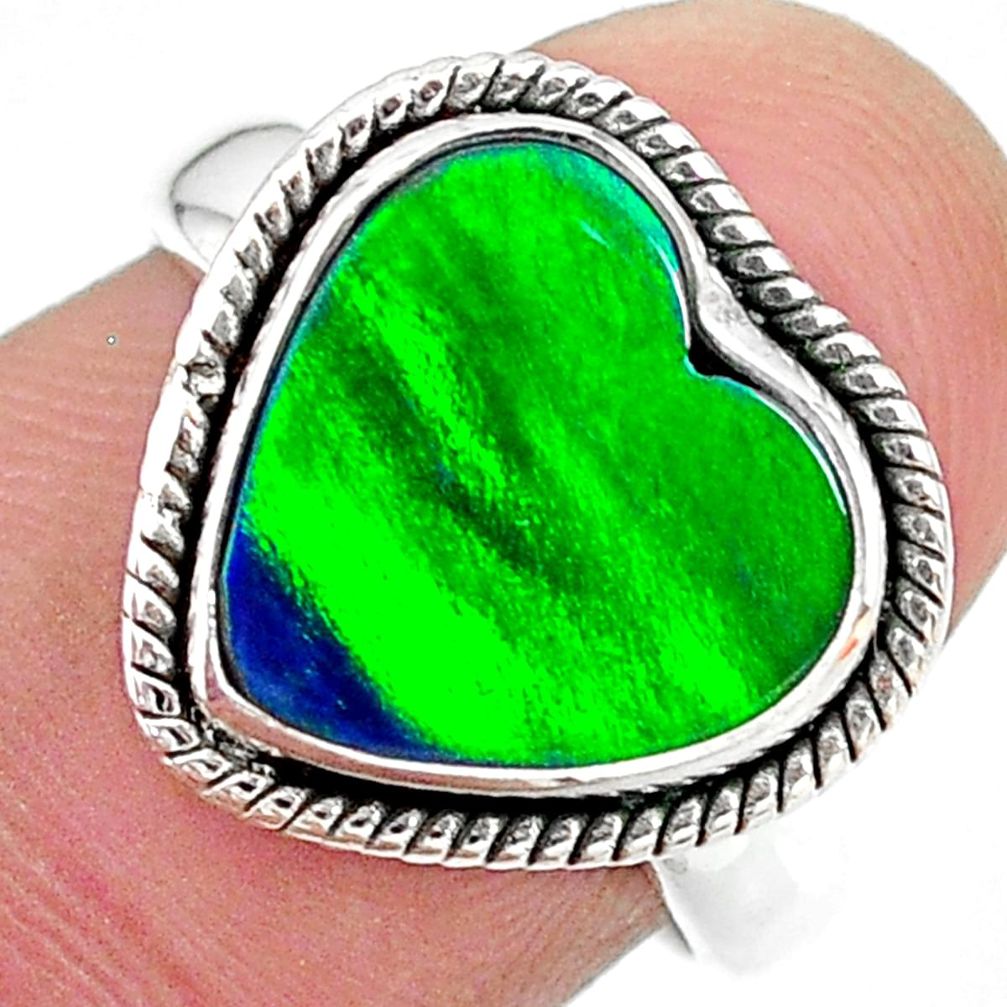 4.28cts (lab) northern lights aurora opal 925 silver handmade ring size 7 t23442