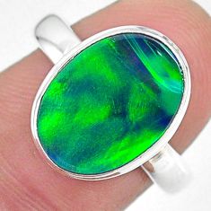 4.04cts (lab) northern lights aurora opal 925 silver handmade ring size 8 t23410