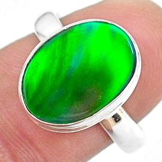 3.98cts (lab) northern lights aurora opal 925 silver handmade ring size 8 t23437