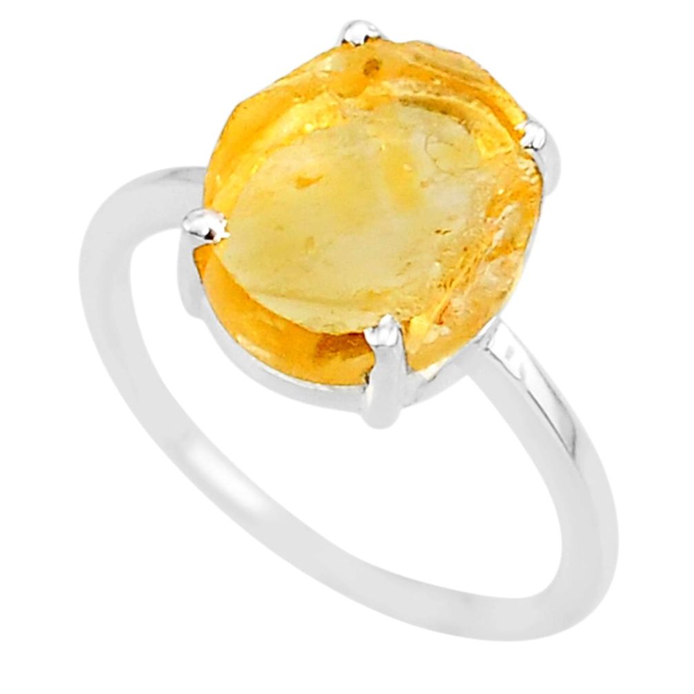 4.95cts 10x12mm citrine raw 925 sterling silver ring jewelry size 8 r90020