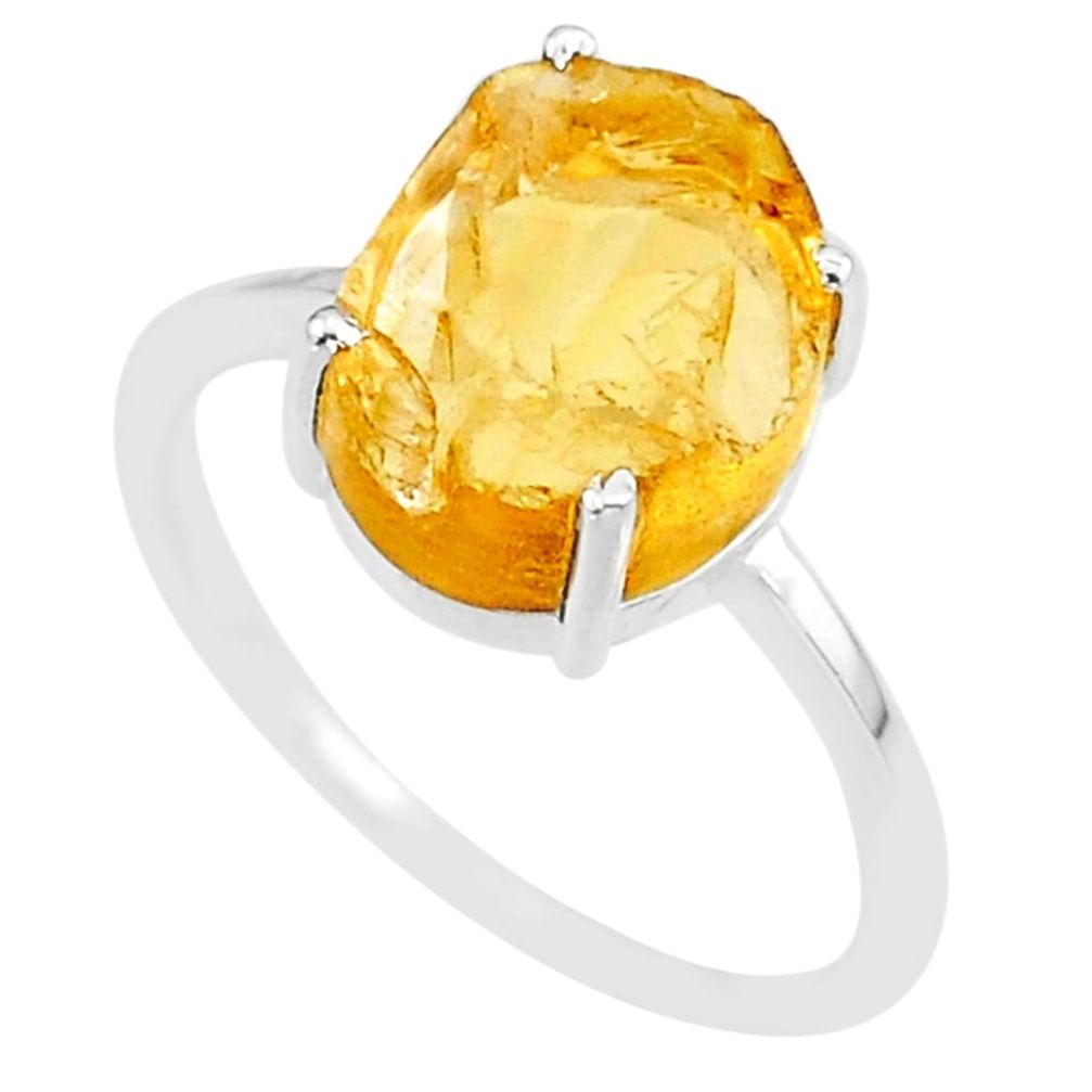 5.25cts 10x12mm citrine raw 925 sterling silver ring jewelry size 9 r90015