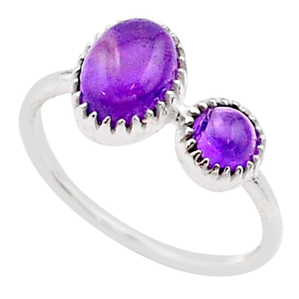 natural purple amethyst 925 sterling silver ring size 8 t60525