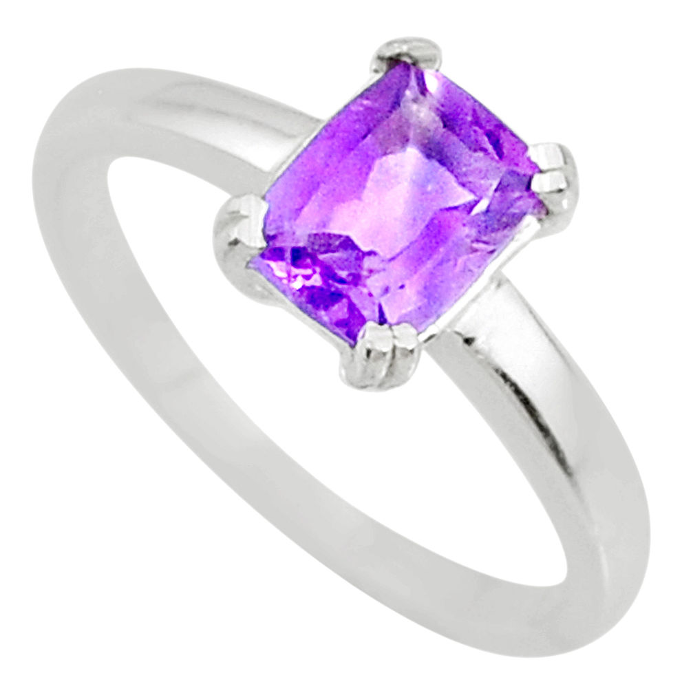 2.11ct natural faceted amethyst 925 silver solitaire ring jewelry size 9 r71129