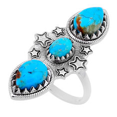 5.62cts 3 stone green arizona mohave turquoise 925 silver ring size 8 n54652