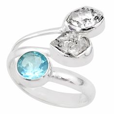 10.43cts 3 stone herkimer diamond topaz silver adjustable ring size 8.5 t72672