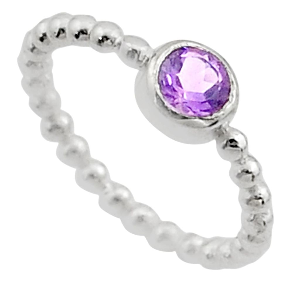 natural amethyst 925 silver minimalist ball ring size 7 t60433