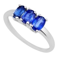 2.72cts 3 stone natural blue kyanite 925 sterling silver ring size 9.5 y36682