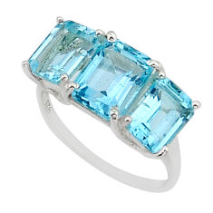 6.04cts 3 stone natural blue topaz 925 sterling silver ring size 7.5 y79001
