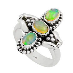 3.28cts 3 stone natural ethiopian opal 925 silver ring jewelry size 6.5 y82268