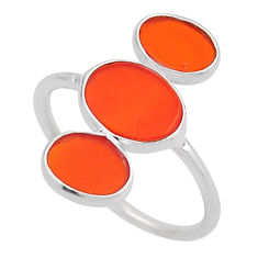 6.94cts 3 stone natural honey onyx oval 925 sterling silver ring size 8 n12698