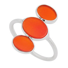 6.89cts 3 stone natural honey onyx oval 925 sterling silver ring size 8 n12700