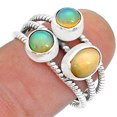 3.23cts 3 stone natural multi color ethiopian opal 925 silver ring size 8 u75922