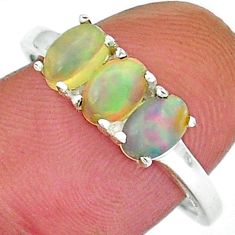 2.71cts 3 stone natural multicolor ethiopian opal silver ring size 8.5 y18361