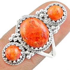 Clearance Sale- 7.31cts 3 stone natural orange mojave turquoise 925 silver ring size 8 u23185