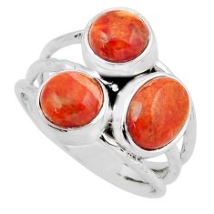 7.11cts 3 stone natural orange mojave turquoise 925 silver ring size 8.5 y45984