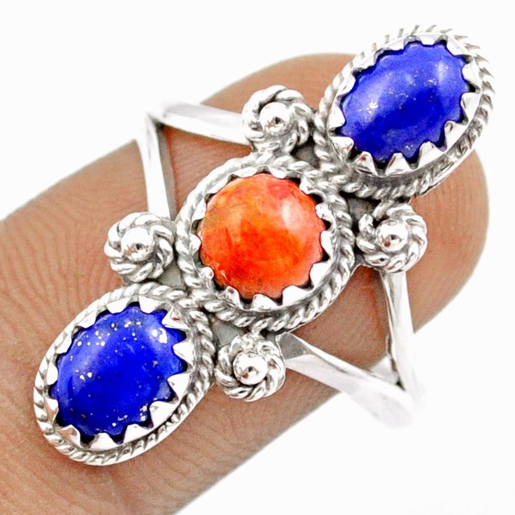 natural orange mojave turquoise lapis silver ring size 9 u16262