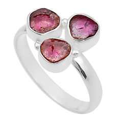 5.50cts 3 stone natural pink tourmaline 925 silver ring jewelry size 9 u67398