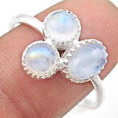 3.39cts 3 stone natural rainbow moonstone 925 sterling silver ring size 9 t60458