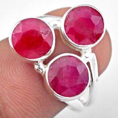 6.83cts 3 stone natural red ruby 925 sterling silver ring jewelry size 7 u8664