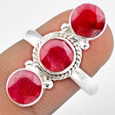 7.85cts 3 stone natural red ruby 925 sterling silver ring jewelry size 8 u8613