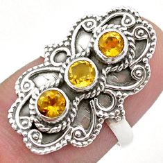 1.19cts 3 stone natural yellow citrine 925 sterling silver ring size 7 u51094