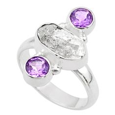8.60cts 3 stone white herkimer diamond amethyst 925 silver ring size t72641
