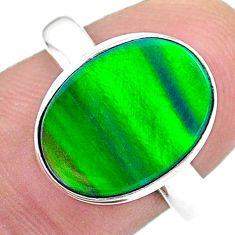 925 silver 4.04cts (lab) northern lights aurora opal oval ring size 8 t23419