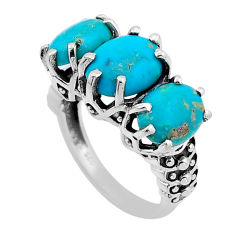 925 silver 8.85cts 3 stone green arizona mohave turquoise ring size 7 n52737