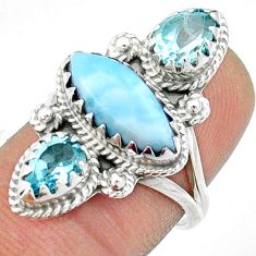 925 silver 8.34cts 3 stone natural blue larimar topaz ring jewelry size 7 u23140