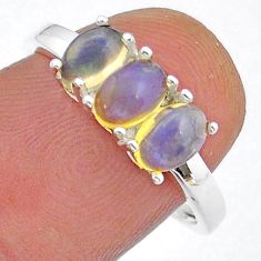 925 silver 2.73cts 3 stone natural multi color ethiopian opal ring size 8 u92104
