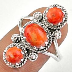Clearance Sale- 925 silver 5.11cts 3 stone natural orange mojave turquoise ring size 8 u7816