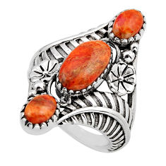 925 silver 5.77cts 3 stone natural orange mojave turquoise ring size 8 y82656
