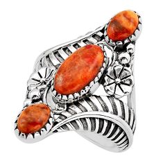 925 silver 5.45cts 3 stone natural orange mojave turquoise ring size 8.5 y82658