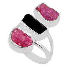 925 silver 11.06cts 3 stone natural tourmaline ruby rough ring size 6.5 y93895