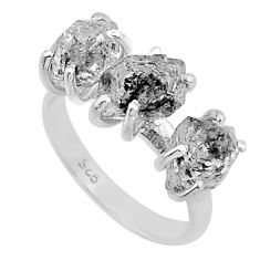 925 silver 6.27cts 3 stone natural white herkimer diamond ring size 5.5 n48719