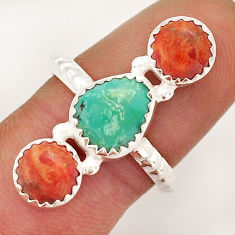 925 silver 6.72cts 3 stone turquoise tibetan mojave turquoise ring size 8 y18825