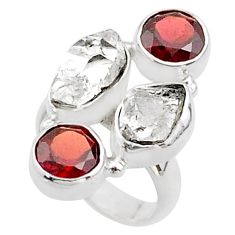 925 silver 11.27cts 4 stone natural herkimer diamond garnet ring size 5 t73834