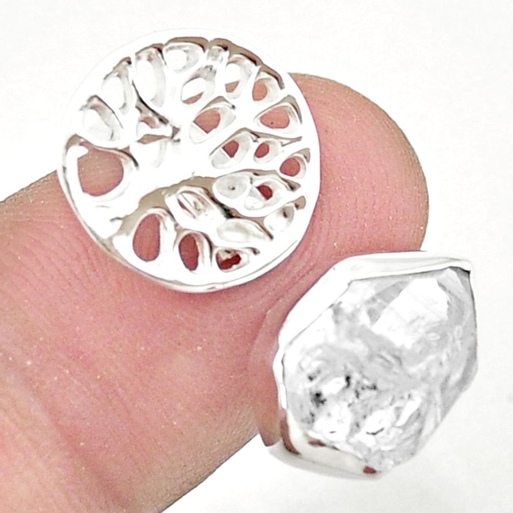 925 silver 5.95cts adjustable herkimer diamond tree of life ring size 7 u41928