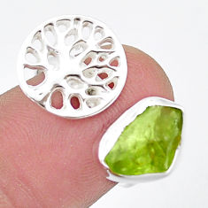 925 silver 5.03cts adjustable peridot rough tree of life ring size 7 u42070