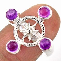 925 silver 2.01cts amulet star natural purple amethyst round ring size 8 t89638