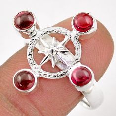 925 silver 2.17cts amulet star natural red garnet round shape ring size 9 t89603