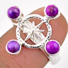 925 silver 1.79cts amulet star purple copper turquoise ring size 7.5 t89627