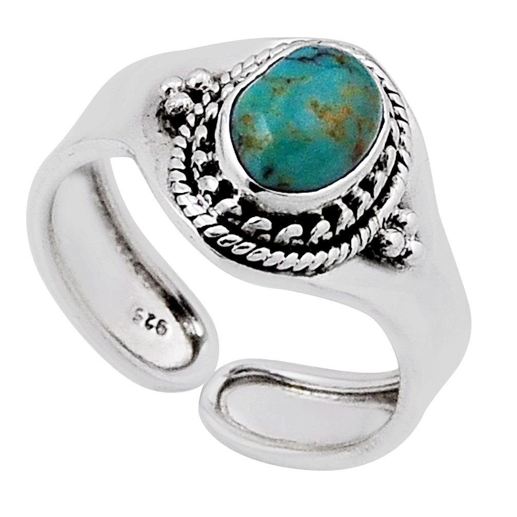 925 silver 2.06cts arizona mohave turquoise oval adjustable ring size 7.5 n35489