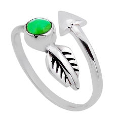 925 silver 0.76cts arrow green copper turquoise adjustable ring size 9.5 n49812