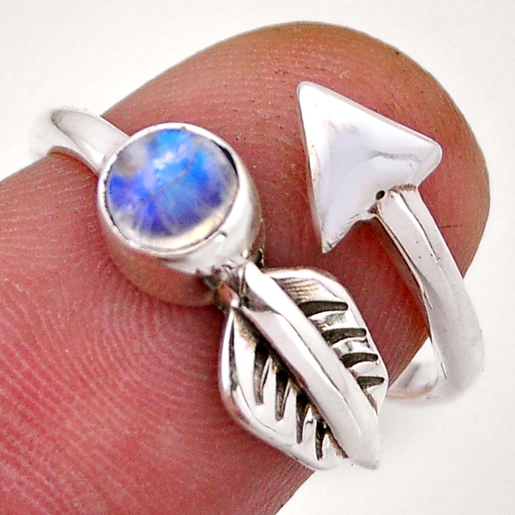 925 silver 0.77cts arrow natural rainbow moonstone adjustable ring size 7 n49796