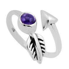 925 silver 0.76cts arrow purple amethyst round adjustable ring size 8 n49787