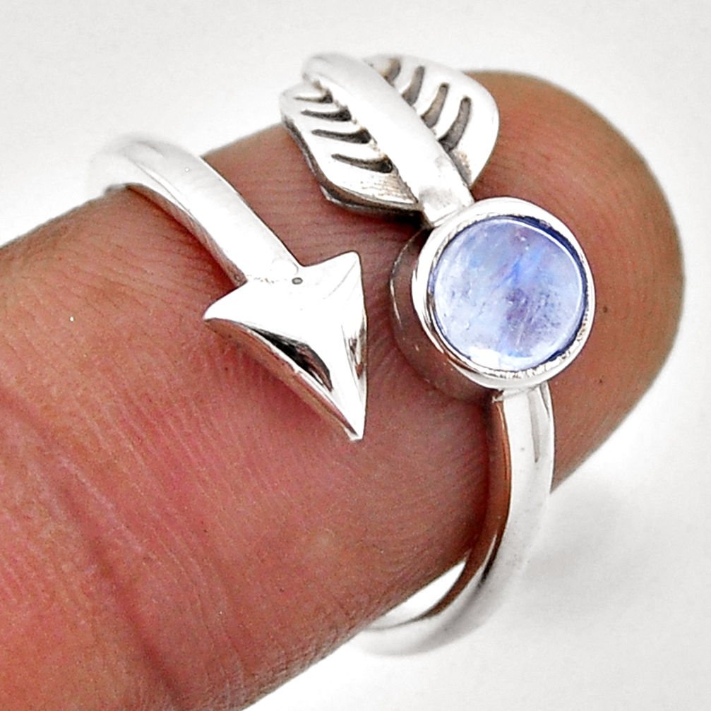 925 silver 0.82cts arrow rainbow moonstone adjustable ring jewelry size 7 n46960